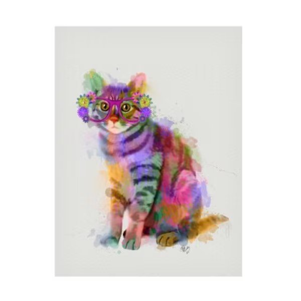 Fab Funky 'Cat Rainbow Splash 7' Canvas Art, 24x32, Trademark Fine Art, Mfr#: WAG15824-C2432GG